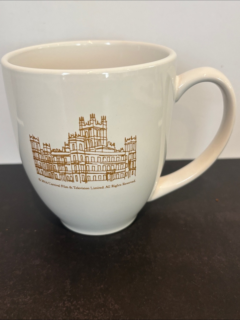 Official Downton Abbey Coffee Mug World Market Highclere Castle Gold White Cup